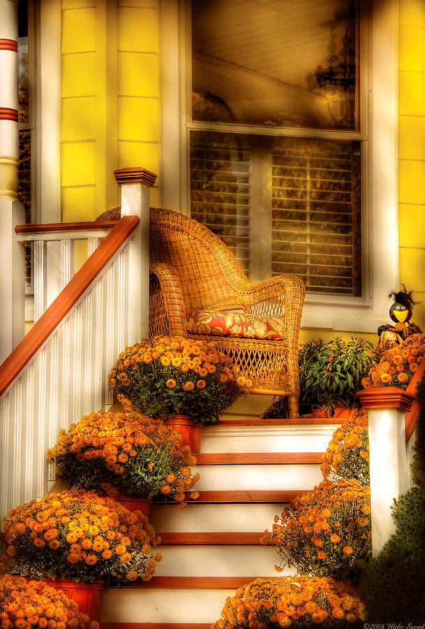 Porch - In the light of Autumn Photograph by Mike Savad