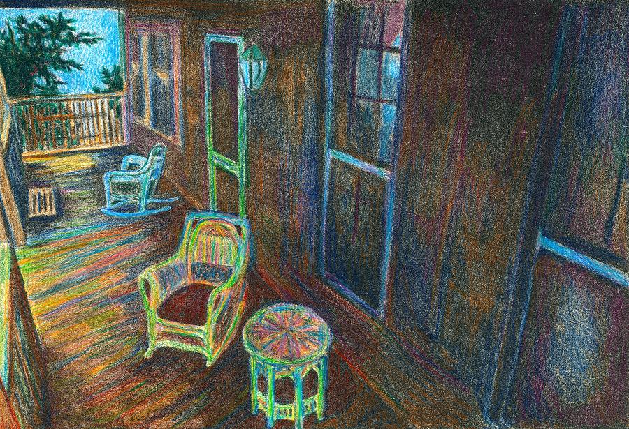 Porch Lithograph Drawing by Kendall Kessler