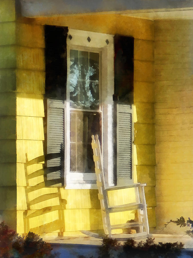 Shadow Photograph - Porch - Long Afternoon Shadow of Rocking Chair by Susan Savad