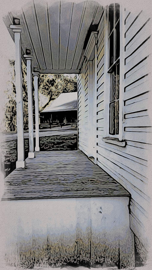 Porch - Plunkett House Painting by Bonnie Bruno