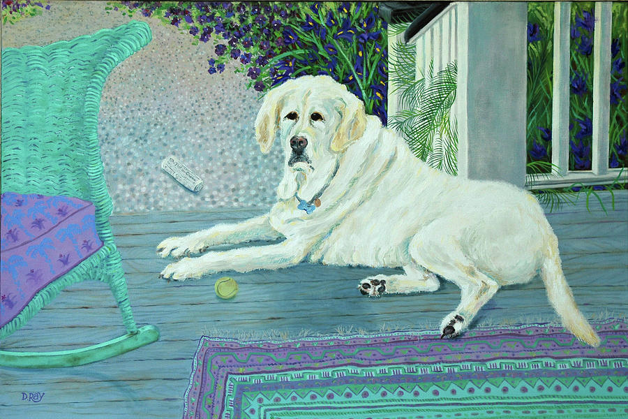 Porch Pooch Painting by Dwain Ray