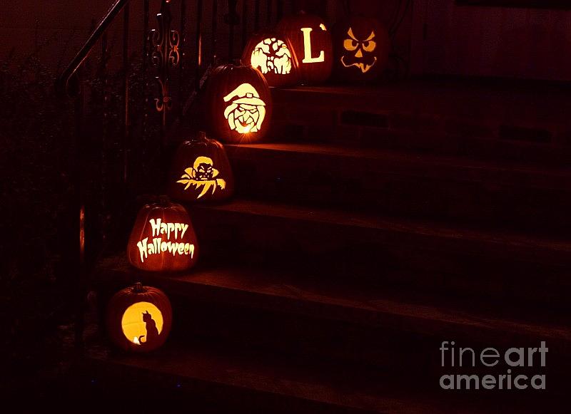 Halloween Photograph - Porch Pumpkins by Living Color Photography Lorraine Lynch