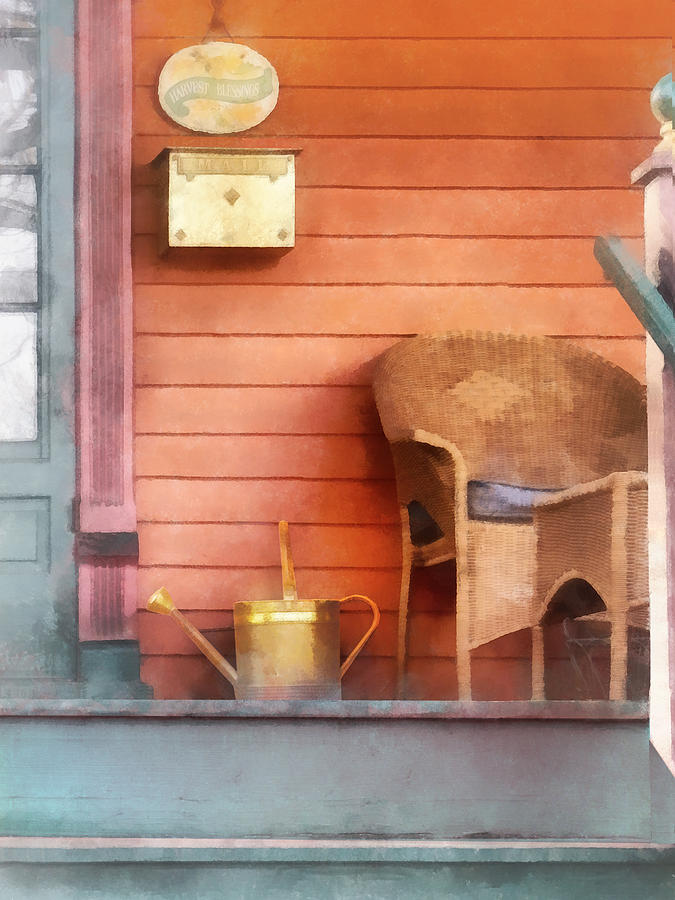 Porch With Brass Watering Can Photograph by Susan Savad