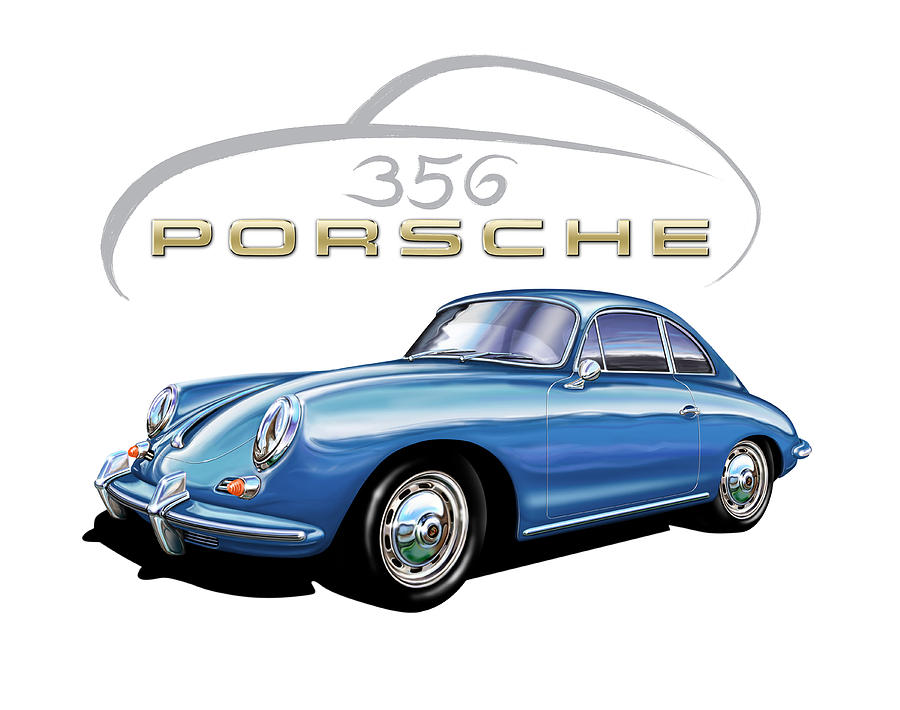 Porsche 356 Coupe Blue Digital Art by David Kyte