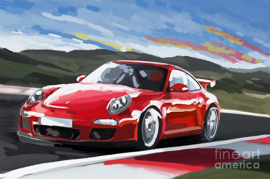 Car Painting - Porsche 911 GT3 Impressionist by Tim Gilliland