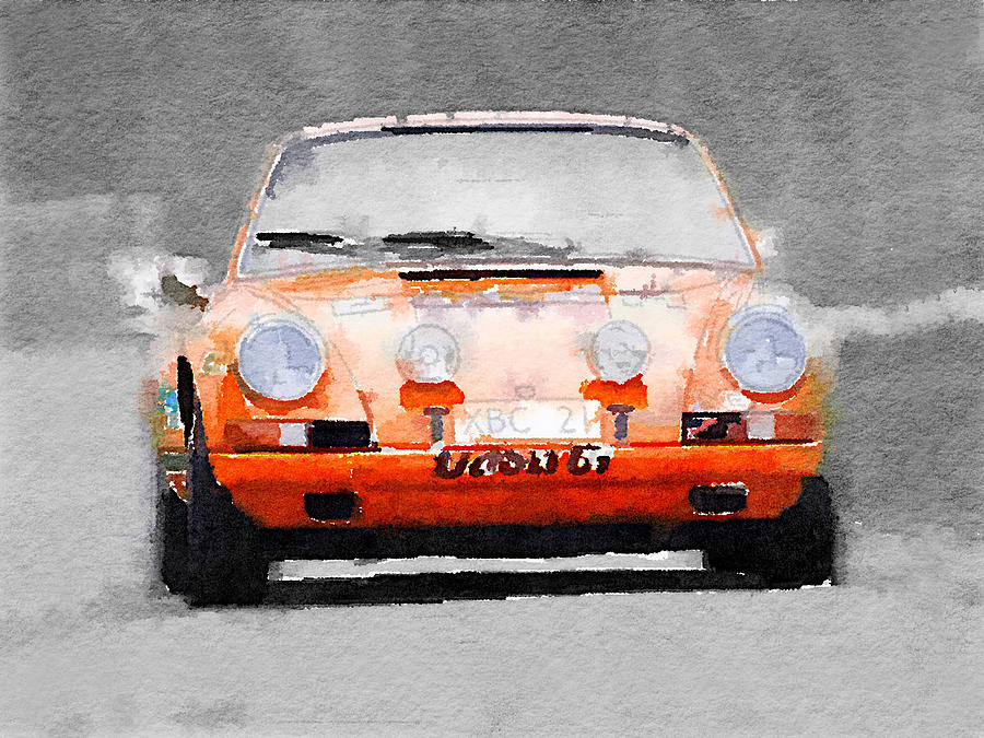 Car Painting - Porsche 911 Race Track Watercolor by Naxart Studio
