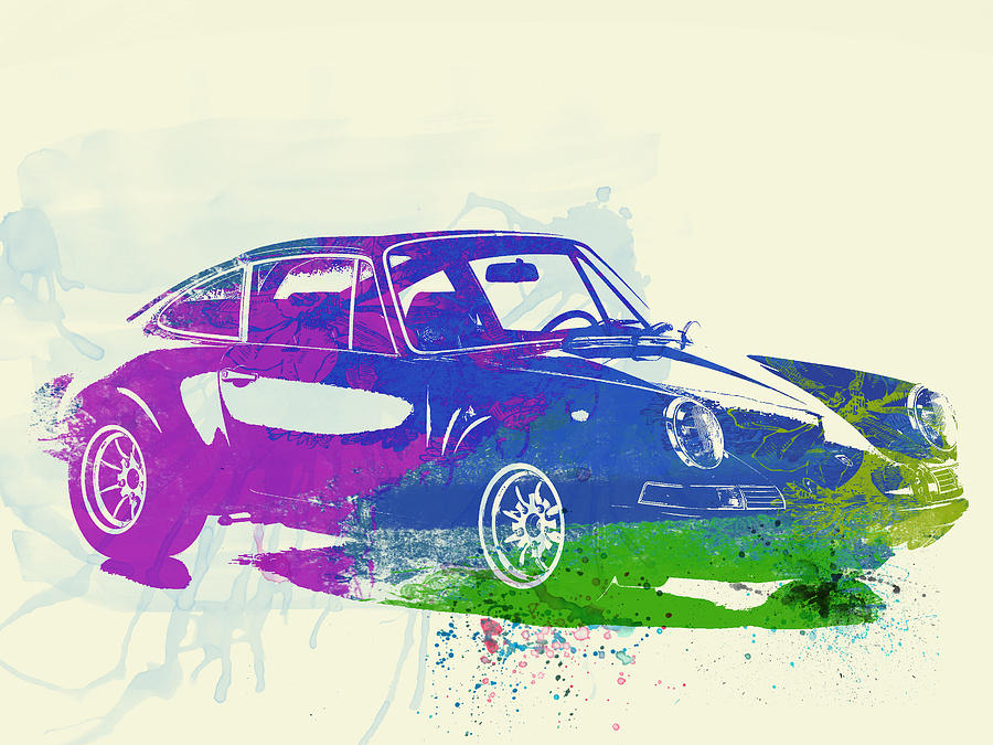 Porsche 911 Watercolor by Naxart Studio