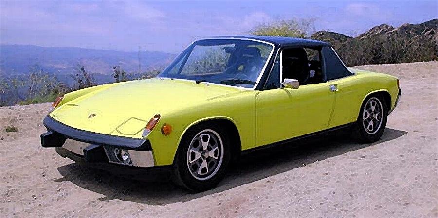 Porsche 914 Car Automobile Poster Print And Card Painting by Olde Time  Mercantile