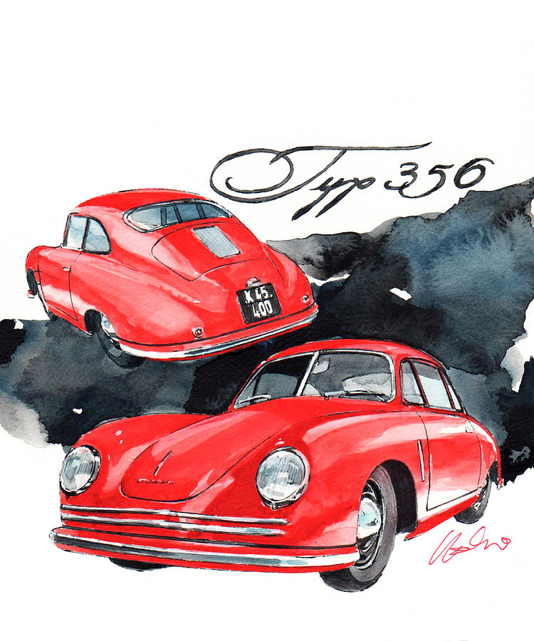 Porsche 356-2 Coupe Painting by Yoshiharu Miyakawa