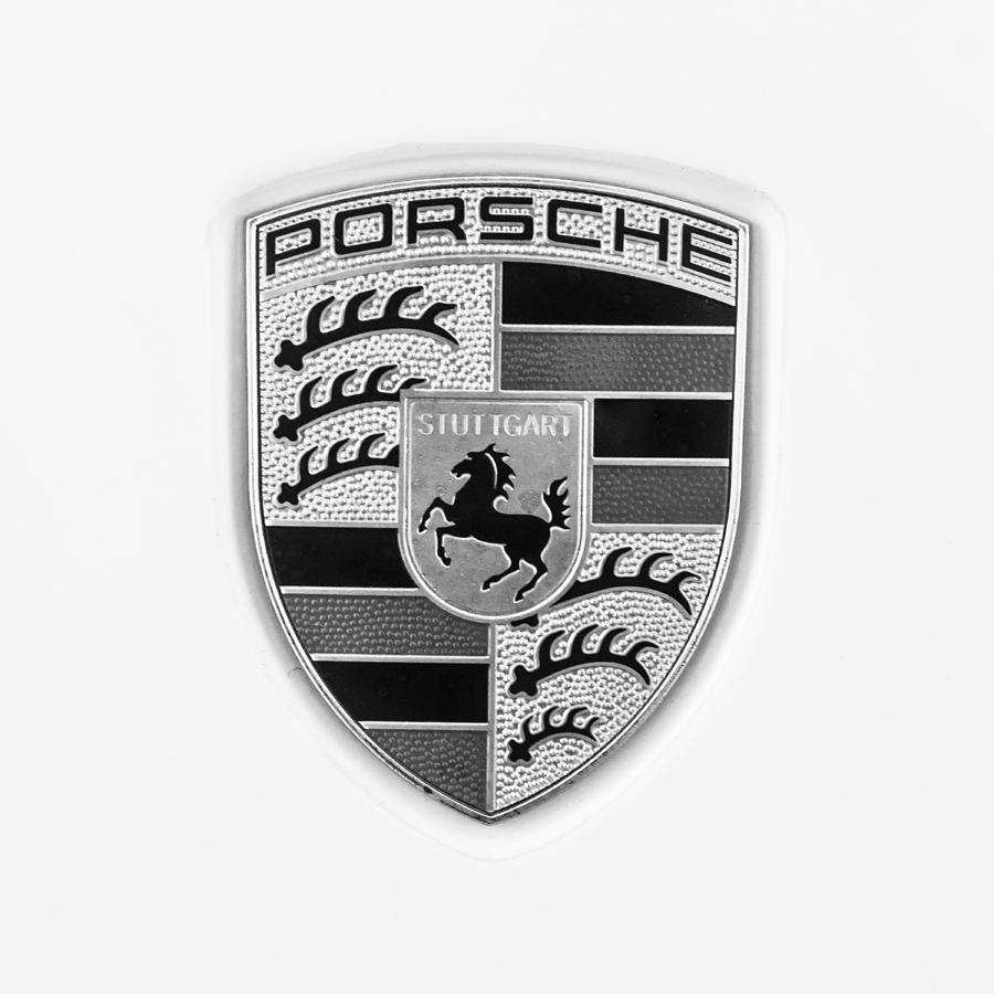 Porsche Emblem -0008bw55 Photograph by Jill Reger