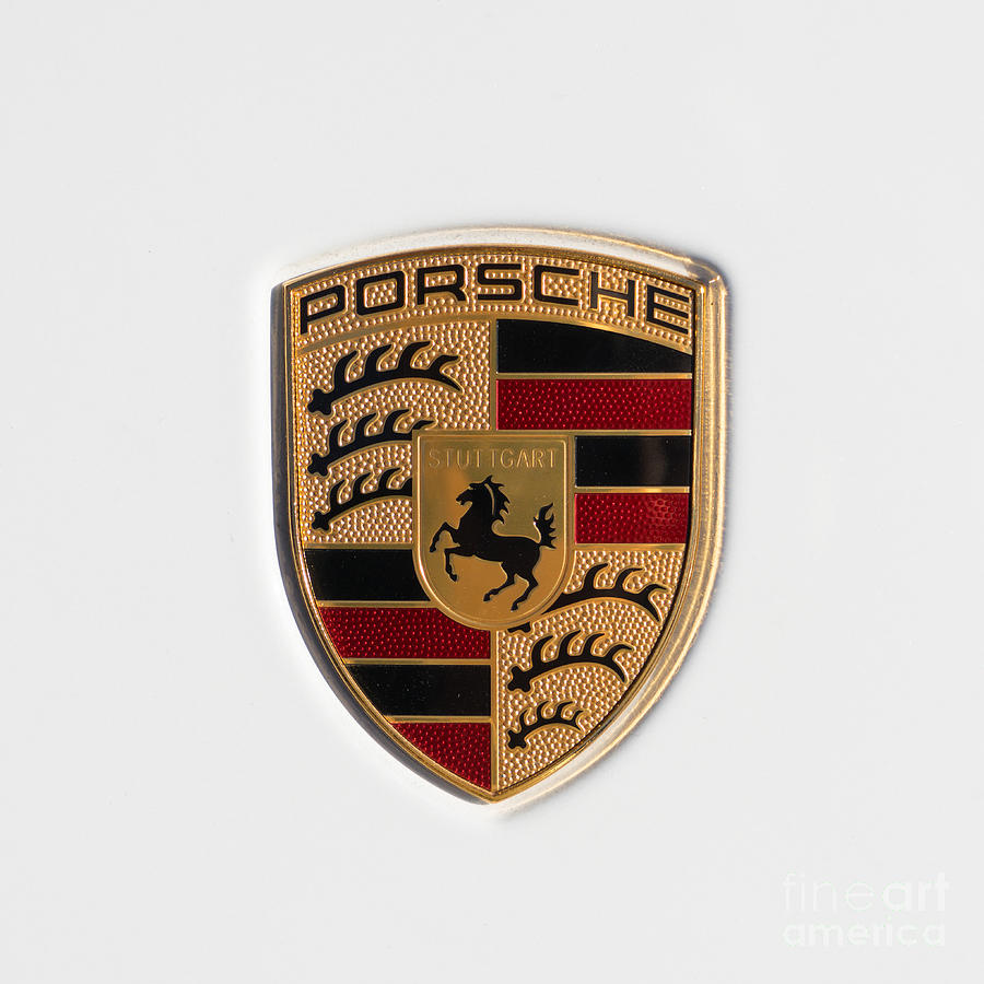 Transportation Photograph - Porsche Emblem DSC2483 square by Wingsdomain Art and Photography