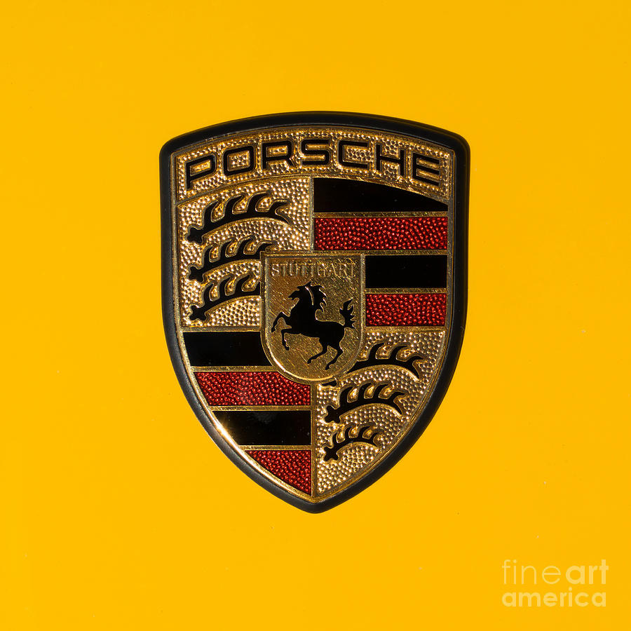 Transportation Photograph - Porsche Emblem DSC2484 square by Wingsdomain Art and Photography