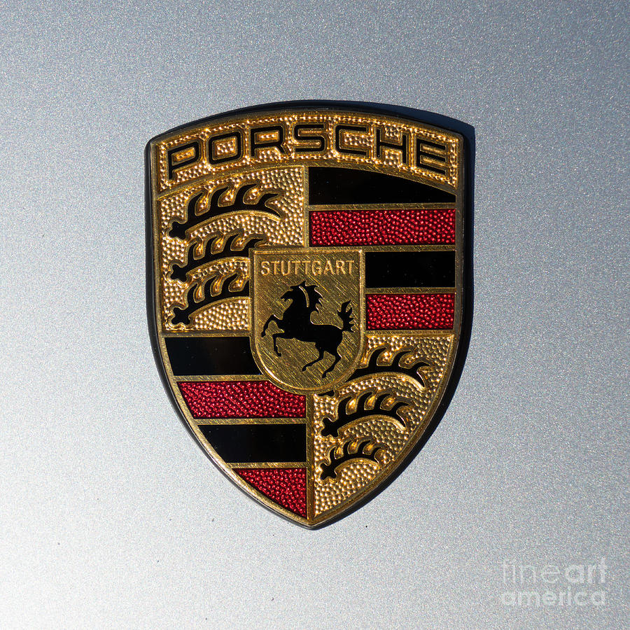 Transportation Photograph - Porsche Emblem DSC2485 square by Wingsdomain Art and Photography