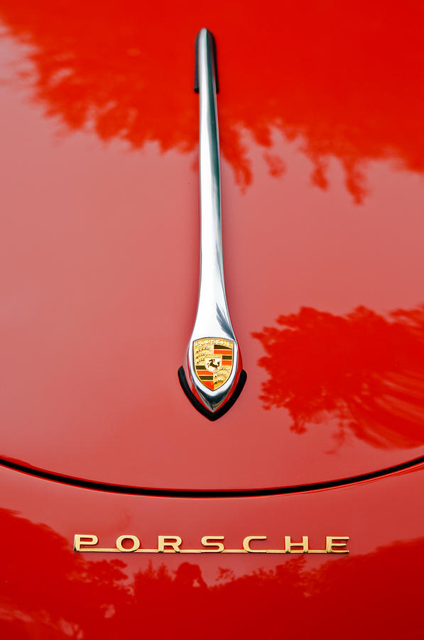 Vintage Photograph - Porsche Hood Emblem -0516c by Jill Reger
