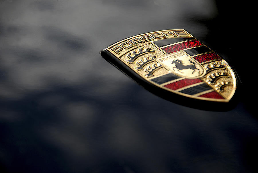 Porsche Logo on Black, Macro Photograph by Andreafidone