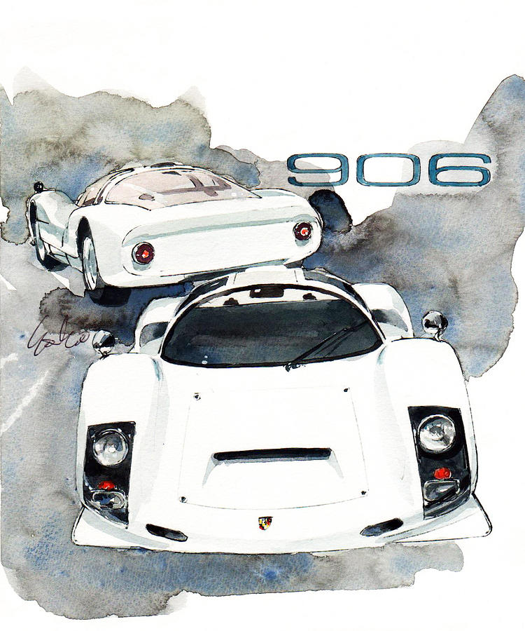 Porsche 906 Painting - Porsche 906 racing car by Yoshiharu Miyakawa