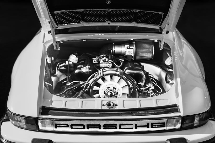 Porsche Taillight Emblem - Engine -0003bw Photograph by Jill Reger