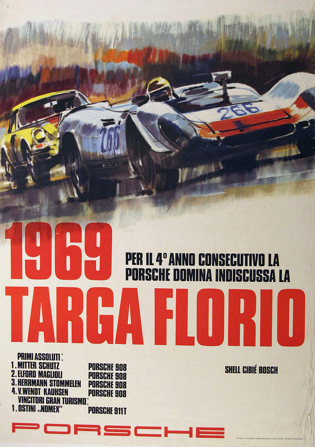 Porsche Targa 1969 Vintage Poster Digital Art by Georgia Clare
