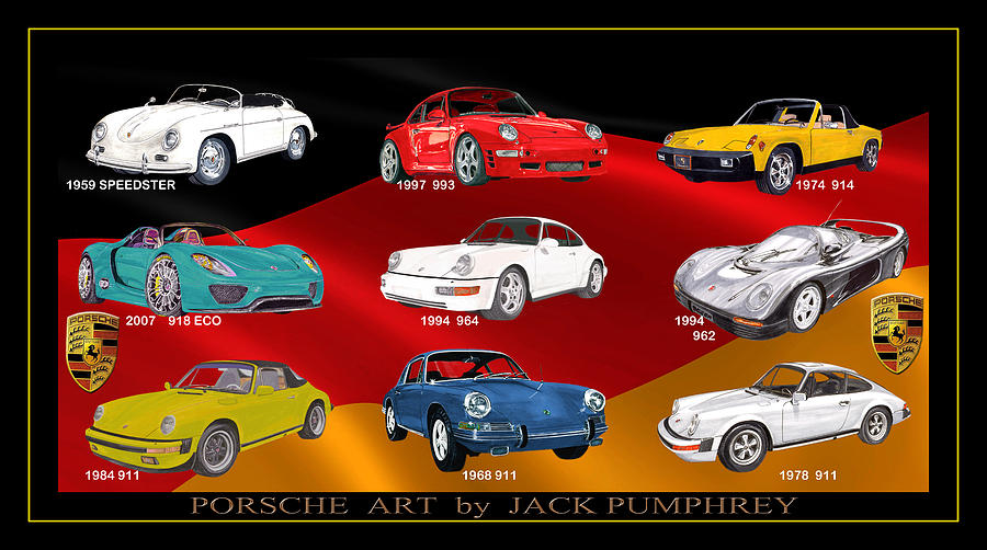 Porsche Times Nine Painting by Jack Pumphrey