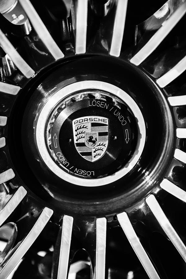 Porsche Wheel Emblem -1082bw Photograph by Jill Reger