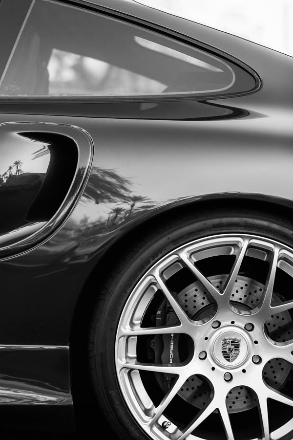 Porsche Wheel Emblem -1345bw Photograph by Jill Reger