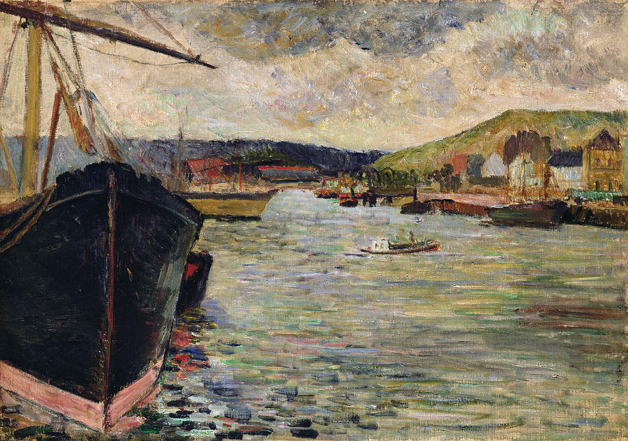 Port At Rouen Oil On Canvas Photograph by Paul Gauguin