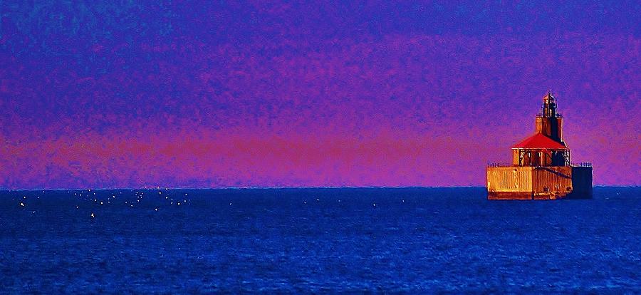 Port Austin Reef Lighthouse Sunset Photograph by Daniel Thompson