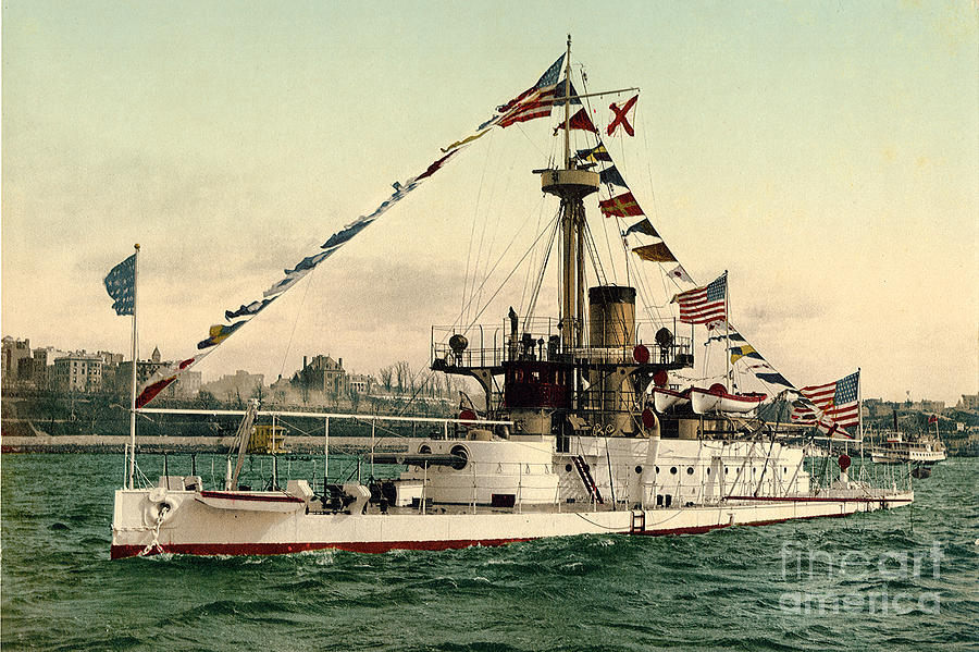Monitor Photograph - Port bow view of the Amphitrite BM-2 at anchor on 27 April 1897  by Monterey County Historical Society