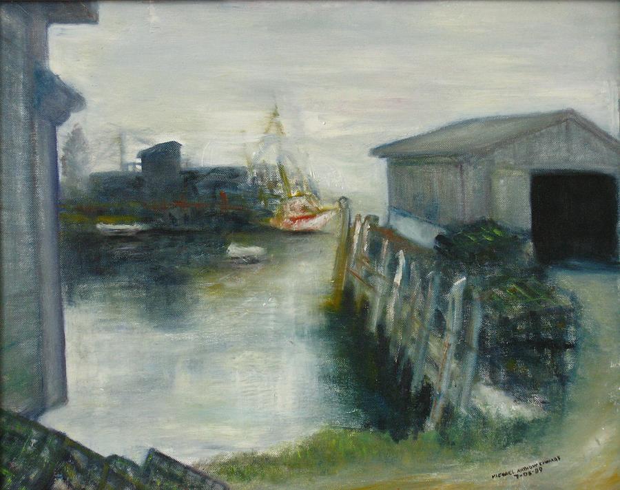 Port Clyde in Fog Painting by Michael Anthony Edwards
