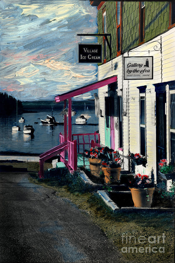 Port Clyde Main Street Painting by Cindy McIntyre