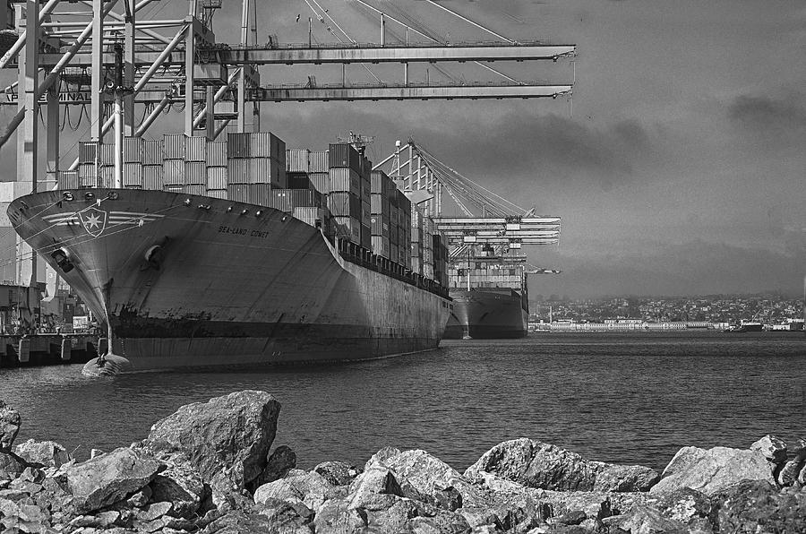 Crane Photograph - Port of Long Beach by Joseph Hollingsworth