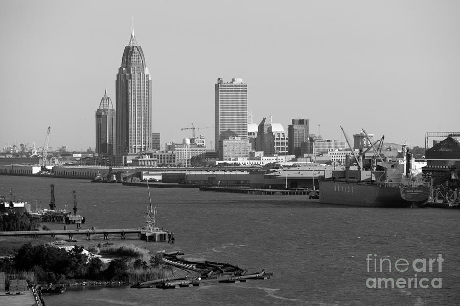Black And White Photograph - Port of Mobile by Bill Cobb