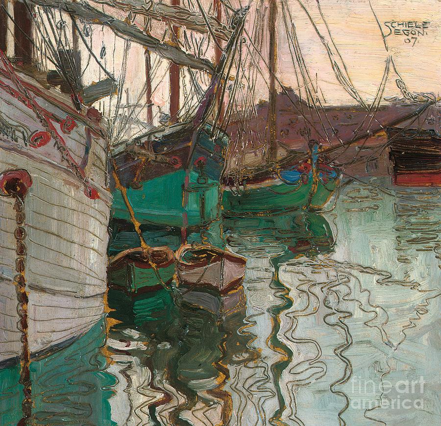 Egon Schiele Painting - Port of Trieste by Egon Schiele