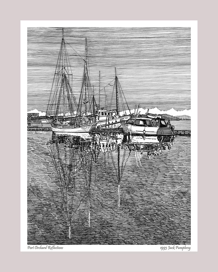 Washington Drawing - Reflections of Port Orchard Washington by Jack Pumphrey