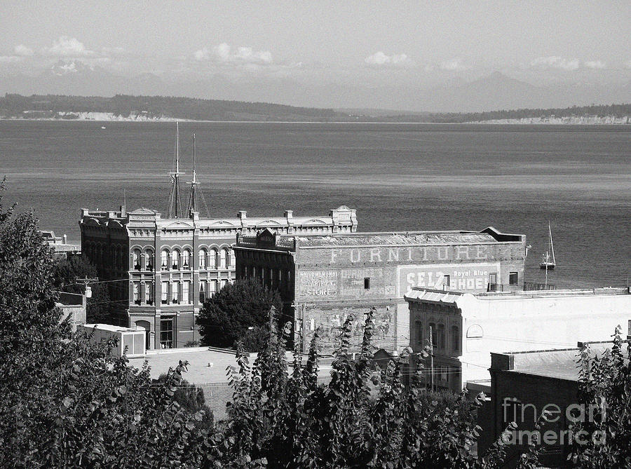 Port Townsend From the Bell Tower BW Photograph by Connie Fox