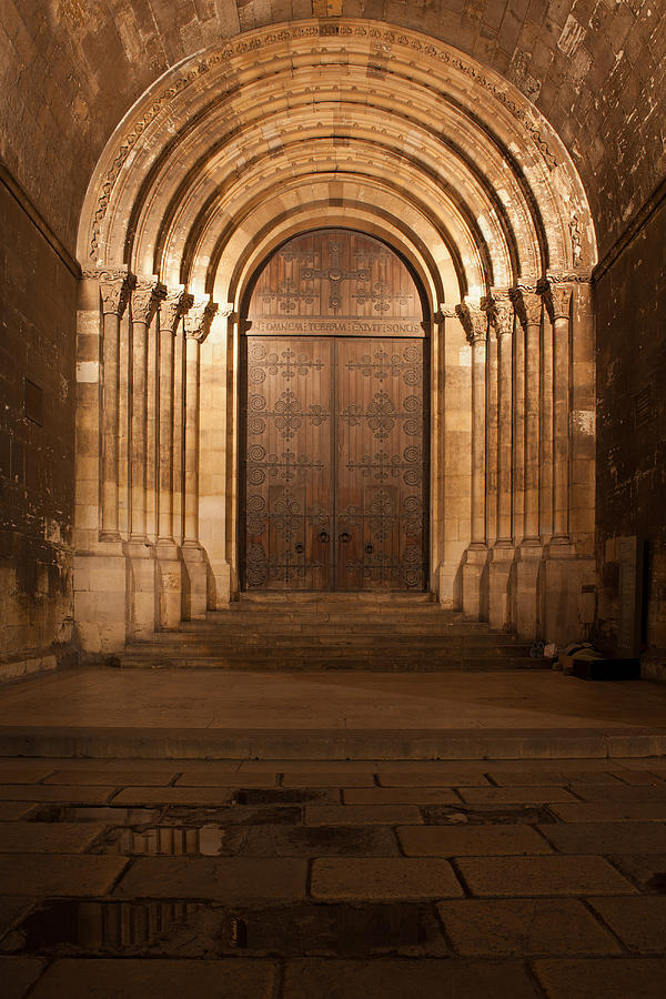 Portal of the Lisbon Cathedral at Night in Portugal Photograph by Artur Bogacki