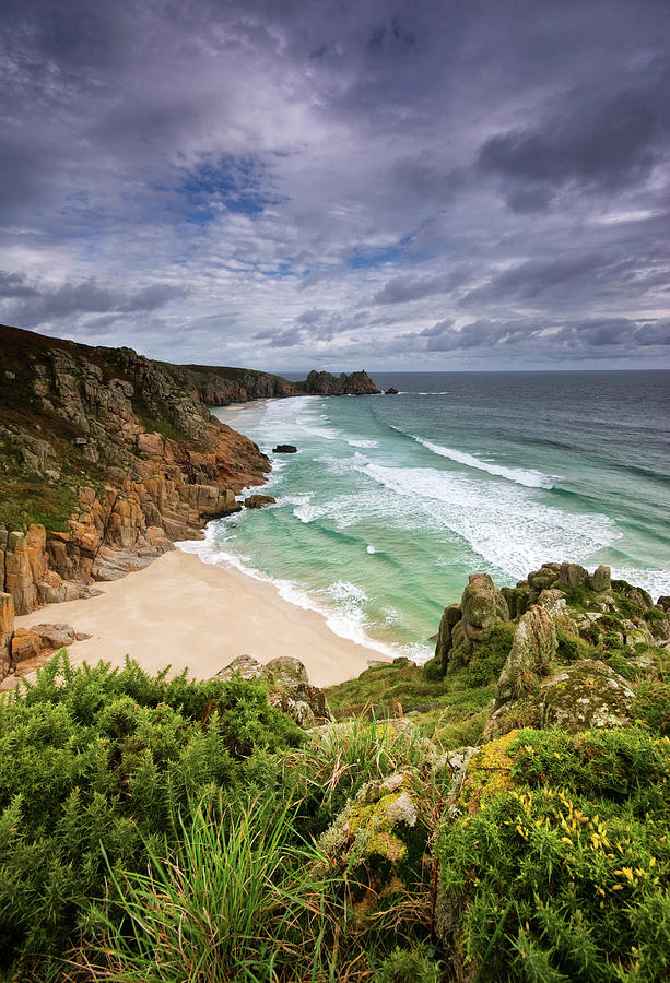 Porthcurno Beach From The Cliffs Photograph by Richie Johns