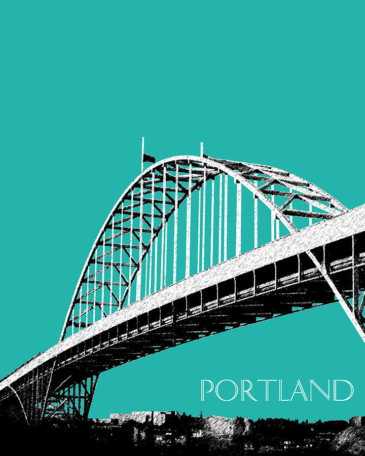 Portland Bridge - Teal Digital Art by DB Artist