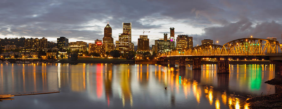 Portland Downtown Skyline at Sunset Photograph by Jit Lim - Fine Art ...