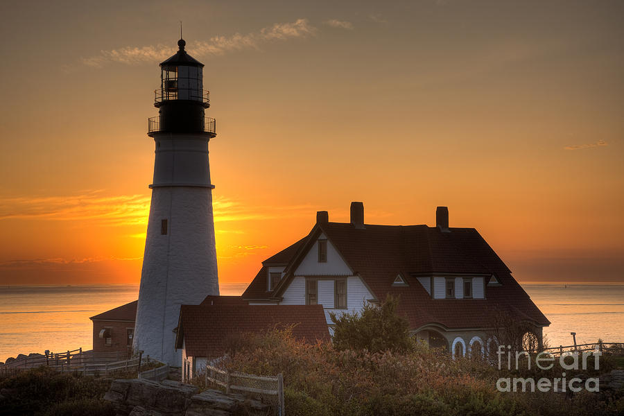 Lighthouse Photograph - Portland Head Light at Sunrise III by Clarence Holmes