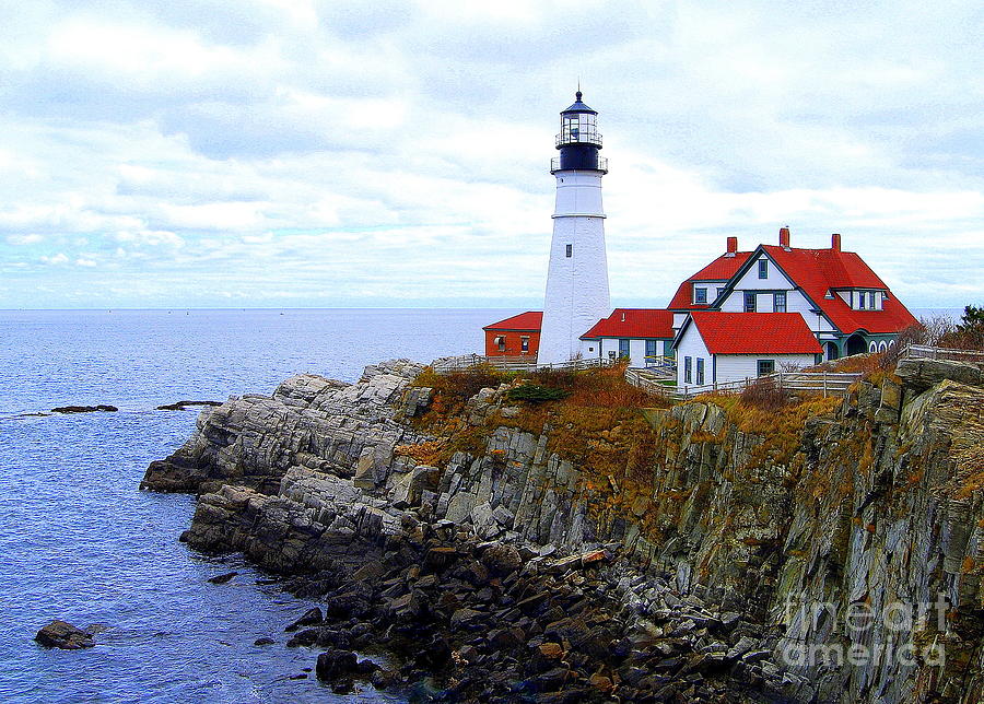 Portland Head Light House in Maine Photograph by Catherine Sherman