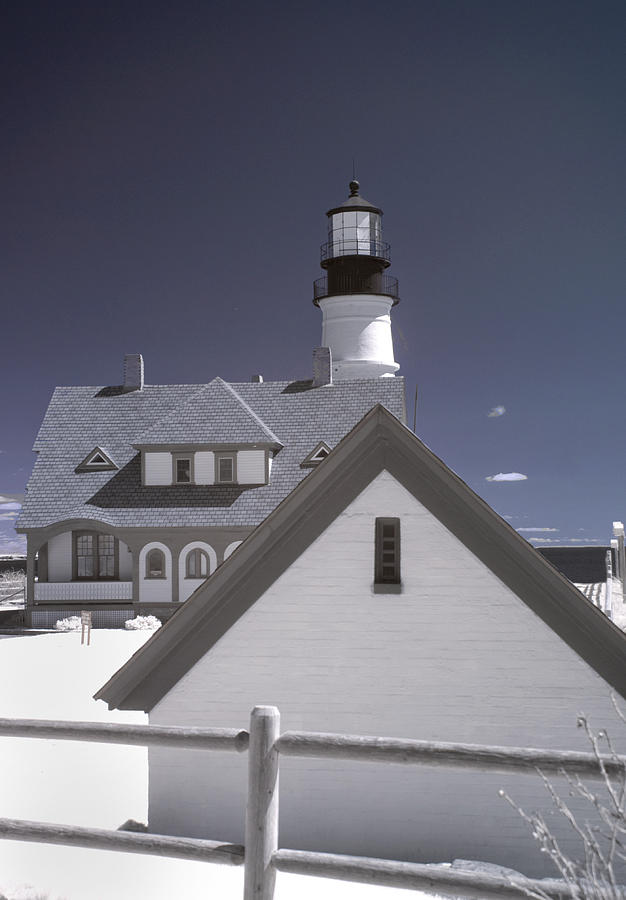 Lighthouse Photograph - Portland Head Light in IR by Joann Vitali