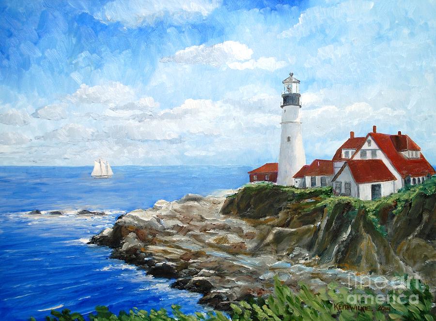 Portland Head Light Painting by Keith Wilkie