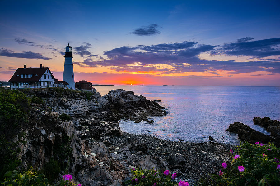 Portland Head Light Sunrise Photograph by Daniel Kelly | Fine Art America