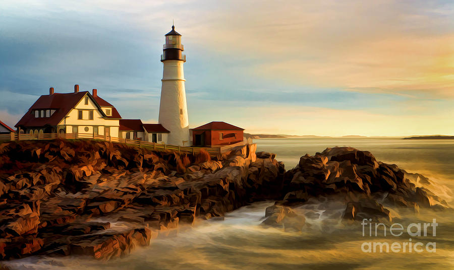 Portland Head Lighthouse at Dawn Photograph by Jerry Fornarotto