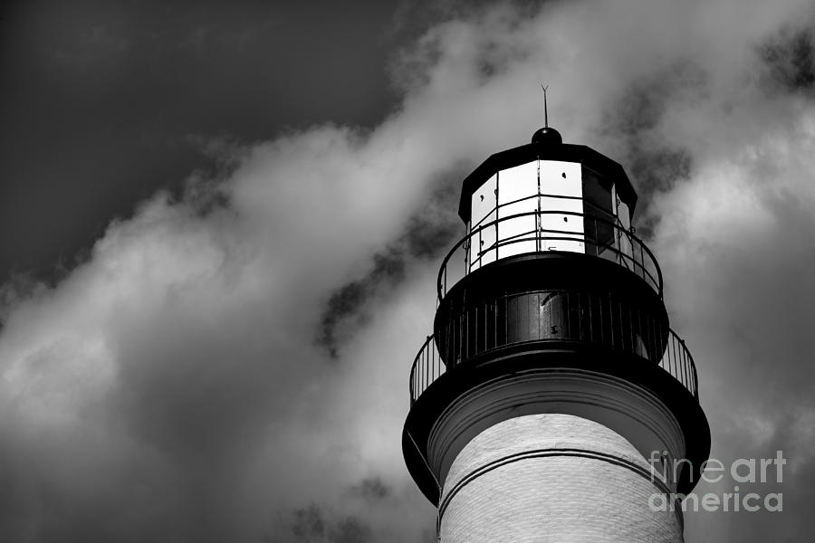 Portland Head Lighthouse In Black And White Photograph