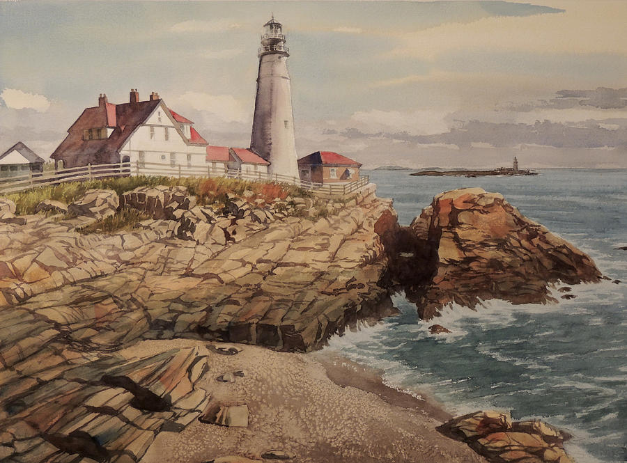 Landscape Painting - Portland Head Lighthouse  by Jon Hunter