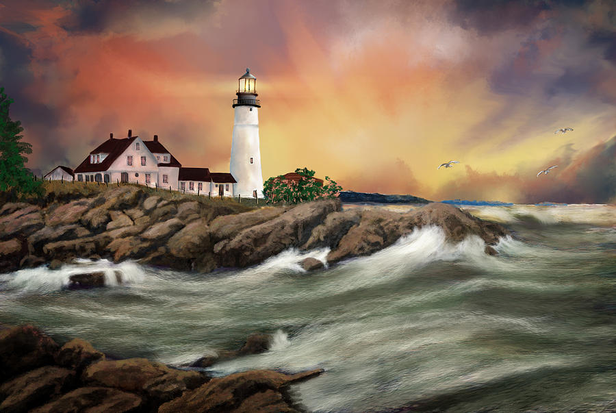 Portland Head Lighthouse Digital Art by Mary Almond