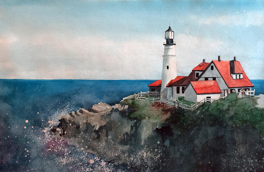 Lighthouse Painting - Portland Head by Sean Parnell