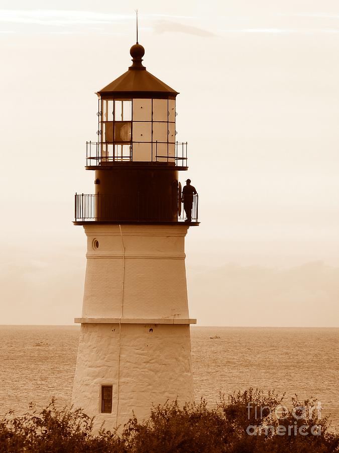 Portland Photograph - Portland Headlight Tower On Open Lighthouse Day In Sepia by Christine Stack Portland Photograph - Portland Headlight Tower On Open Lighthouse Day In Sepia by Christine Stack